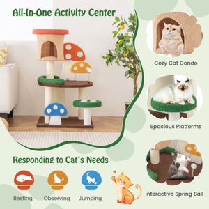 4-in-1 <b>Cat</b> <b>Tree</b> with Condo Spring Ball Sisal Posts for <b>Scratching</b> and Playtime - Product Image 5