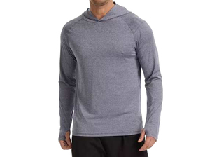 Sweat-shirt à capuche bleu clair pour homme, manches longues, couleur unie, séchage rapide, en tissu French Terry, pour l'hiver, décontracté, vente en gros - Product Image 5