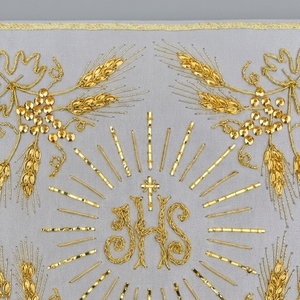 Cáliz Bordado a Mano con Hilo Metálico Dorado IHS, Cubierta Litúrgica Ceremonial de Terciopelo y Satén para Decoración de Altar de Iglesia - Product Image 5