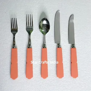 2026 Exclusive Sale Stainless Steel & Resin Vintage Designer Handle 2 Spoon 1 Knife 2 Fork Cutlery Set for Home & Hotel Use - Product Image 3