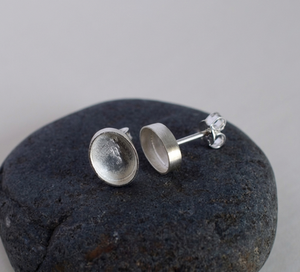 925 Sterling <b>Silver</b> 10x8mm Oval Shape Blank Bezel <b>Earring</b> Studs for Gemstone Resin Ashes Filling Women Jewelry Charm Components - Product Image 1