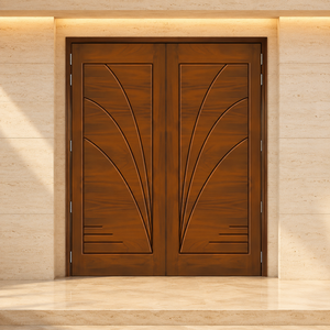 Portes d'entrée doubles en bois massif modernes avec design Art Déco pour usage extérieur GA-39L - Product Image 1