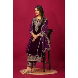 Conjunto de traje de fiesta para mujer de diseñador, top con dupatta y pantalón completamente cosido - Product Image 2