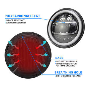 LiuHJG <span class=keywords><strong>Faro</strong></span> Delantero Universal <span class=keywords><strong>Redondo</strong></span> de 7 Pulgadas, <span class=keywords><strong>Faro</strong></span> LED <span class=keywords><strong>Redondo</strong></span> con Enchufe H4, Luz LED para Motocicleta y Automóvil con Clasificación IP67 - Product Image 1