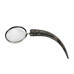 Loupe nautique à bordure argentée avec manche en véritable corne de buffle, style médiéval antique - Product Image 2