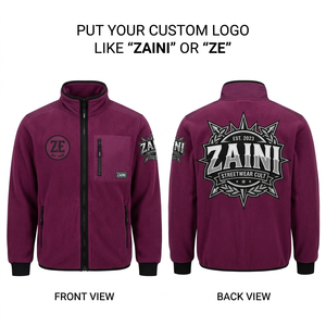 Mens 320 GSM Polar Fleece <b>Jacket</b> Burgundy Premium Soft Warm Full Zip Custom Embroidery Screen Print Woven Patch Logo - Product Image 1