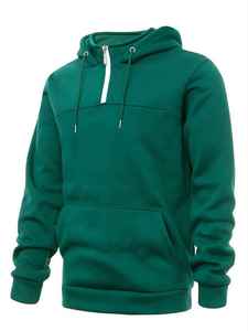 <b>Men</b> Quarter <b>Zip</b> Fleece Hoodie Soft Breathable Fabric Warm Winter Casual Hooded Sweatshirt For Everyday Comfort And Fashion Wear - Product Image 2