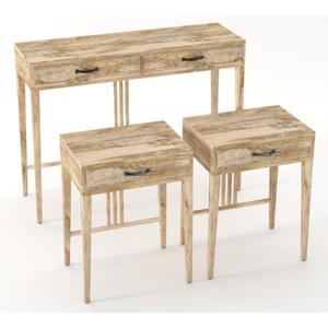 Modern Eco-Friendly Durable Mango Wood <b>Console</b> <b>Table</b> Set 2 Side <b>Tables</b> <b>Storage</b> Drawers Living Room Entryway Furniture Antique - Product Image 2