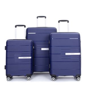 Set da 3 pezzi Navy da 3 pezzi (20/24/28) rigida doppia Spinner valigia con lucchetto leggero e resistente Set 3 pezzi - Product Image 1