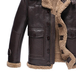 Veste en cuir et fourrure Sherpa pour homme, style unique, manteau d'hiver de luxe, doublure douce écologique de haute qualité, couleur personnalisable sur le devant - Product Image 5