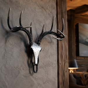 Decoración de Pared de Metal Rústico con Cráneo de Ciervo, Cabeza de Ciervo Negra Colgante, Arte para el Hogar, Decoración Interior de Casa de Campo, Regalo - Product Image 3