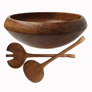 Lujo grande de madera de acacia hecho a mano ecológico artesanías de madera marrón moderno cuenco de lujo para servir mesa de cocina decoración del hogar para - Product Image 1