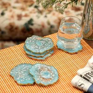 Lot de sous-verres carrés classiques en résine faits à la main, couleur personnalisée, époxy, pour décoration de table à manger, mariage, fête, restaurant, cadeau - Product Image 5