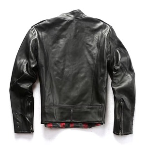 Chaqueta de Invierno para Hombre, Estilo Motero Vintage, de Piel de Oveja Genuina, con Cierre, Cuello Alto, Logotipo Frontal, Forro de Algodón y Tela de Lona - Product Image 3