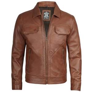 Winter Man's Sheep Skin Leather Jacket with Embroidery Decoration - Product Image 3
