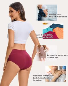 Culottes taille haute pour femmes en mélange coton-élasthanne tricoté, respirantes, écologiques, séchage rapide, avec nœud décoratif, pour usage quotidien - Product Image 4