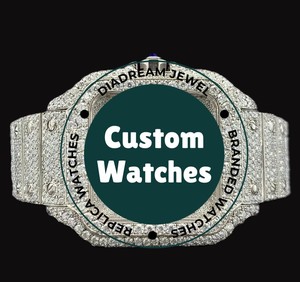 นาฬิกาข้อมือแบรนด์เนมผู้ชายทองคำขาวหน้าปัดสี่เหลี่ยมประดับเพชรโมอิสซาไนต์หรูหราเต็มหน้าปัด ตัวเลขแบบอารบิก เหมาะสำหรับทุกโอกาส - Product Image 1