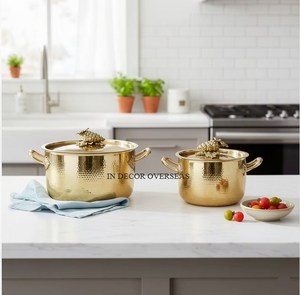 ด้ามจับสีเงินสำหรับหม้อสเตนเลสสตีลชุบทอง ตีขึ้นรูปด้วยมือ สไตล์ยุโรปสุดหรู ยี่ห้อรัฟโฟนี สำหรับเครื่องครัว - Product Image 2