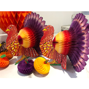 Pièce maîtresse en papier de soie en forme de dinde CE-7301 33cm de hauteur pour Thanksgiving et Halloween - Product Image 1