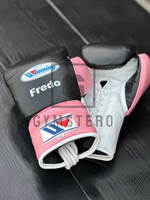Conjunto de Boxeo Azul Personalizable de Alta Calidad, Cuero Vacuno Genuino, Cierre con Cordones, Guantes de Artes Marciales con Muñequera Ajustable