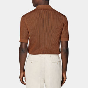 OEM 2026 T-shirt d'été personnalisé à manches courtes en coton et soie, teint uni, maille texturée nid d'abeille, anti-boulochage, pour homme - Product Image 2