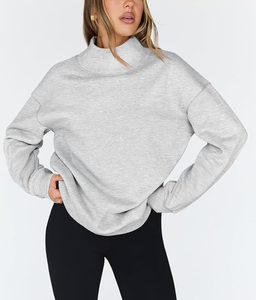 Women's Oversized Sweatshirts <b>Mock</b> <b>Neck</b> Pullover Long Sleeve <b>Tops</b> Fall Fashion Outfits 2026 Clothes Unlined Poly/Cotton Pullover - Product Image 3