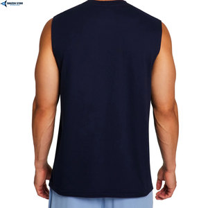 Men's Navy Sleeveless Tank Top O-Neck Casual Knitted Solid Color Style - Product Image 2