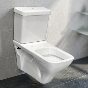Modern Rimless Wall Hung Two Piece Toilet <b>Ceramic</b> WC <b>Pan</b> Tornado Flush P-Trap Wash Down Bathroom Sanitary Ware - Product Image 2