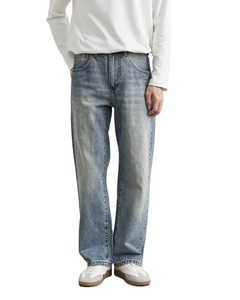 À la mode personnalisé surdimensionné Baggy Denim Jeans hommes Vintage lavage droite jambe large Streetwear Jeans à la mode pantalon ample usine - Product Image 4