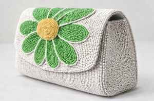Bolso de Mano de Lujo Hecho a Mano, Clásico, Blanco y Verde, con Cuentas de Perlas, Forro de Algodón, Bordado de Flores Magnéticas, para Fiestas Nocturnas, para Mujer - Product Image 3