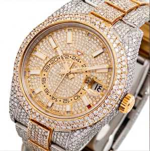 Reloj Mecánico Iced Moissanite de Acero Inoxidable con Esfera Analógica y Ventana de Fecha, Lujoso y Moderno para Hombre - Product Image 1