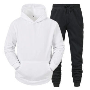 Ensemble de survêtement 2 pièces pour homme, molleton 100 % coton 380 GSM, poids moyen, grande taille, couleur unie, pour l'hiver (hoodie et pantalon de jogging) - Product Image 6