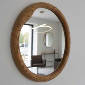 Modern Oval Solid Wood <b>Wall</b> Mirror Elegant Curved Timber Frame Mirror <b>Large</b> Bathroom Vanity Mirror Aesthetic Living Room Item HD - Product Image 3