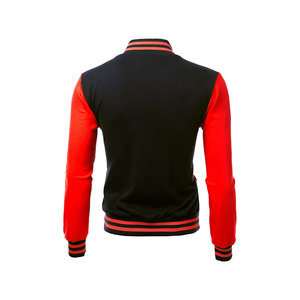 เสื้อแจ็คเก็ตวาร์ซิตี้สีดำแดงสำหรับผู้ชาย สไตล์พรีปปี้ ปกคอพับ แขนยาวปกติ ผลิตจากผ้าโพลีเอสเตอร์ผสมคอตตอน เหมาะสำหรับใส่ในฤดูใบไม้ร่วง - Product Image 2