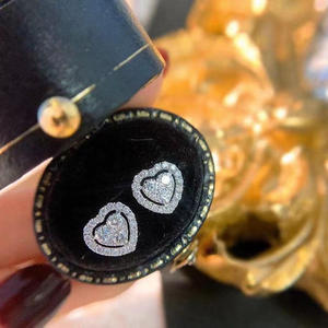 Pendientes de Diamantes con Corte Corazón, Unisex, Bonitos, Vintage, para Uso Diario, Regalo, Joyería, Piedra Natural, Chapado en Oro de 14K, Certificado IGI - Product Image 1