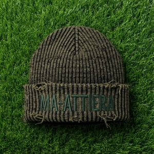 Gorro de Punto Personalizado en Verde Oliva y Negro con Puño, Gorro de Invierno Cálido Unisex - Product Image 1