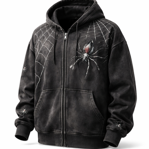 Sudadera con capucha pesada personalizada al por mayor con estampado de araña - Proveedor directo de fábrica para compras al por mayor OEM - Product Image 3