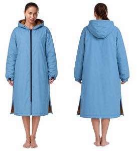Unisex Hooded Wave Print Polyester Fleece Lined <b>Waterproof</b> Windproof <b>Long</b> Swim Parka <b>Jacket</b> for Swimming Team Training Hot - Product Image 2