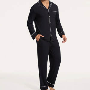 Ensemble de pyjamas en coton tricoté pour couple, collection Printemps-Automne 2026, manches longues, grandes tailles, vente en gros - Product Image 6