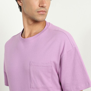 T-shirt pour homme à manches courtes, col rond, décontracté, respirant, 100% coton, coupe ample, couleur unie, avec poche, pour l'été - Product Image 5