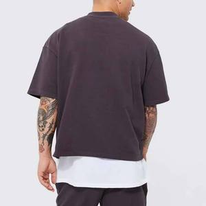 Camiseta de Manga Corta con Cuello Redondo Extra Grande para Hombre, Color Sólido, Ribete en Contraste, Tejido Jersey Informal, 100% Algodón, Negro - Product Image 3