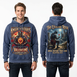 Sudadera con Capucha Premium Azul Marino con Lavado Vintage, Diseño Gráfico Medieval Personalizado, Sudadera con Capucha para Hombre, Estilo Urbano, Tejido Grueso - Product Image 1