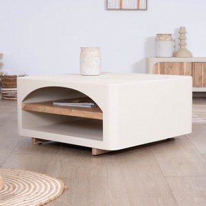 Vandana Silver Aura square coffee table with an organic design and a <b>sandblasted</b> concrete look - Product Image 2