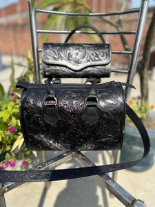 Luxury Genuine Leather Duffel Bag with Embossed Floral Design Zipper Closure Travel <b>Backpack</b> Durable Handcrafted Style - Product Image 1