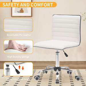 Chaise de bureau contemporaine blanche sans accoudoirs - Product Image 4