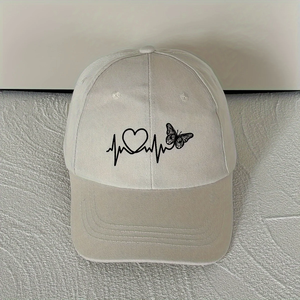 Una gorra de béisbol minimalista con diseño de estampado de latido de mariposa en blanco para protección solar y protección contra el sol en deportes al aire libre. - Product Image 2