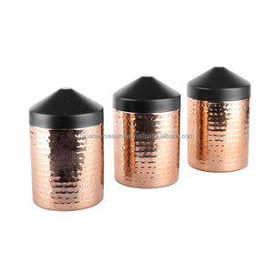 Unique Style Pure Copper <b>Tea</b> Coffee and Sugar <b>Canisters</b> With Hammered Pattern Available in Diverse Designs & Sizes - Product Image 1
