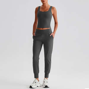 Ensemble de yoga 2 pièces pour femme, qualité supérieure, écologique, léger, avec fermeture élastique, logo imprimé sur le devant, taille mi-haute, tenue de sport - Product Image 6