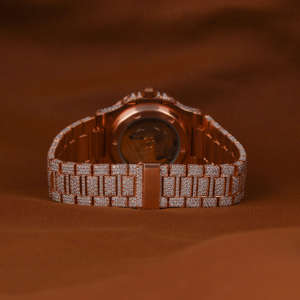 Reloj de Hombre BOJ P.P.001 con Esfera Analógica Clásica, Diamantes Moissanite Baguette, Correa de Aleación de 20 mm, Caja Chapada en Oro Rosa de 41 mm, Cristal - Product Image 3