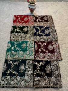 Sari de diseñador Georgette con bordado completo Jaal en oro rosa, Zari plateado y piedras Jharkan, blusa elegante, ideal para bodas de invierno y fiestas, reciclado. - Product Image 2